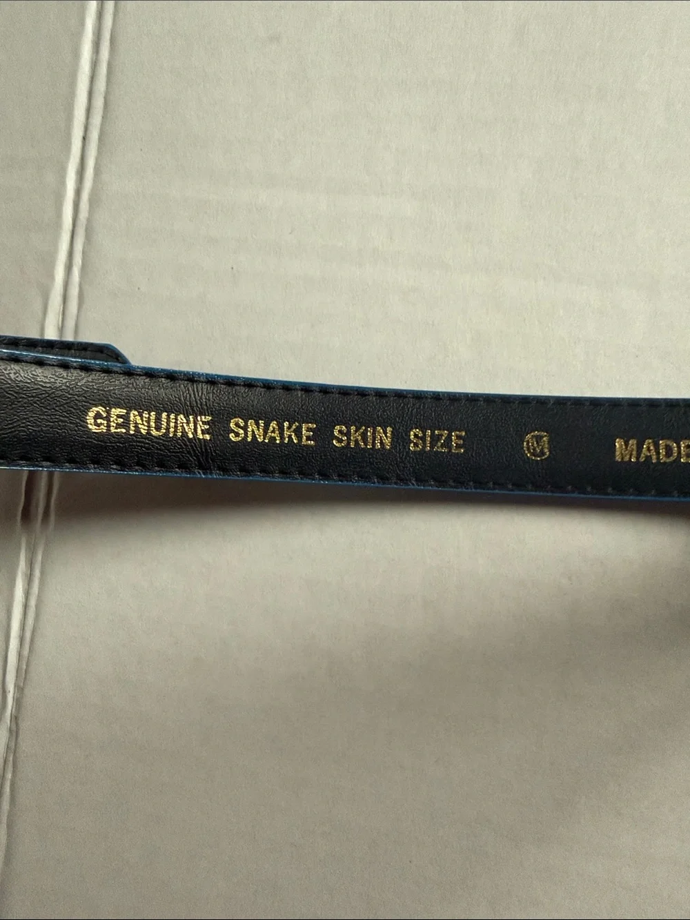 Deep Blue snake Skin  Textured Leather Belt with Metal Buckle